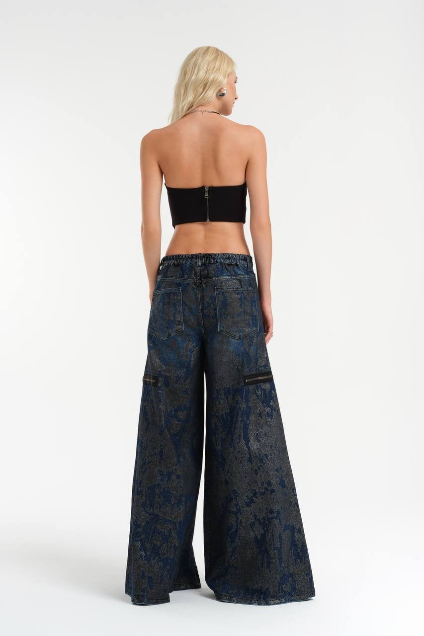 Vintage-Inspired Wide-Leg Denim Pants