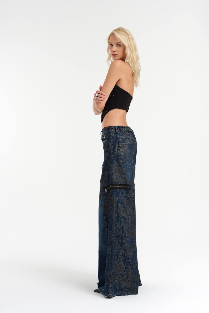 Vintage-Inspired Wide-Leg Denim Pants