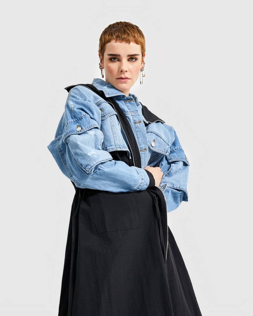 Denim With Black Trenchcoat