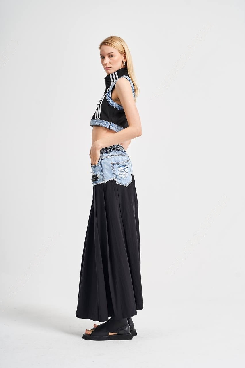 Black Denim Crop