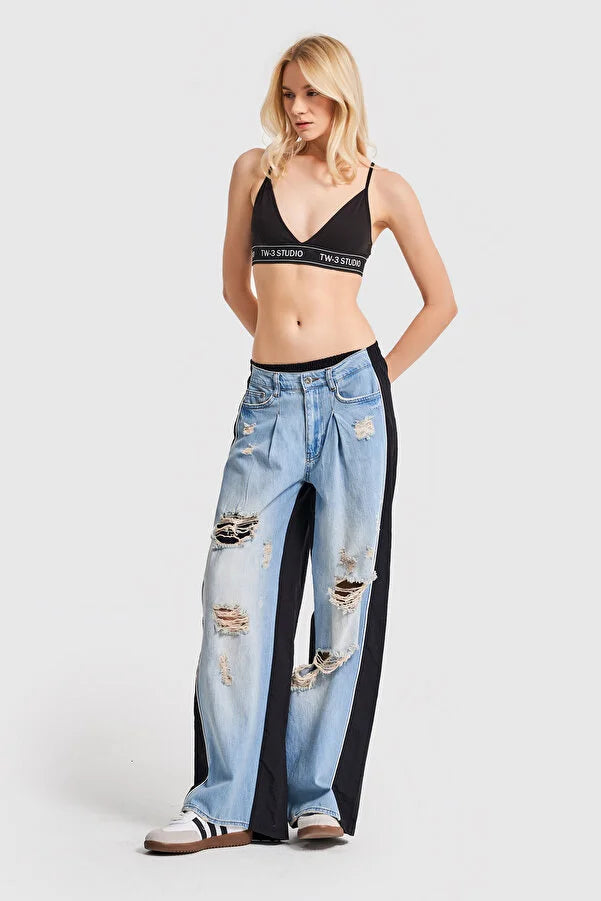 Women’s Ripped Denim  Black Pants