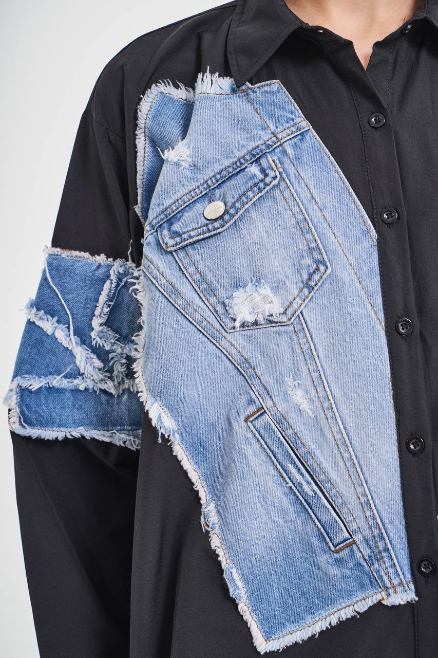 Denim With Black Fashion Shirt