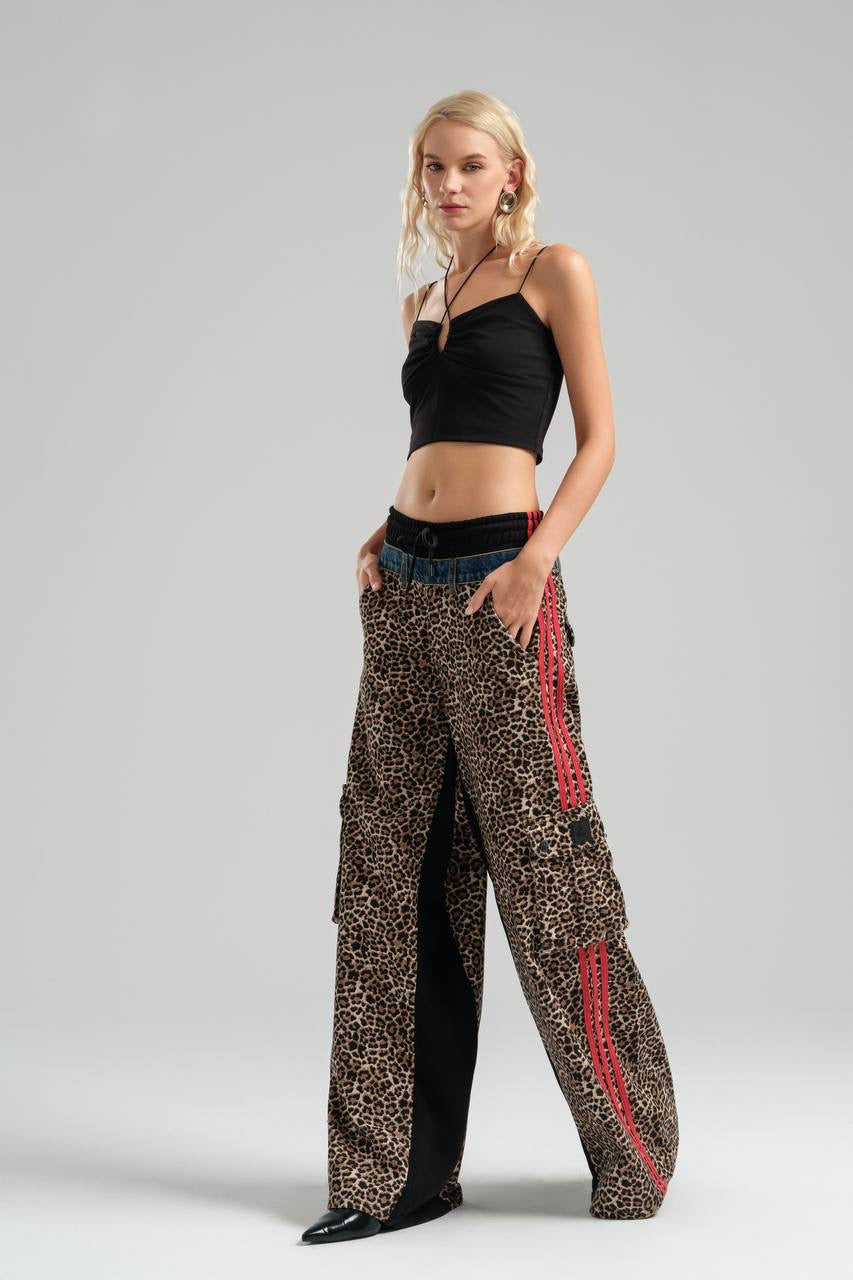 Leopard Print Denim Pants