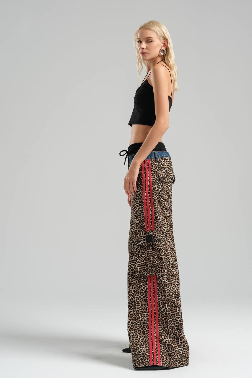 Leopard Print Denim Pants