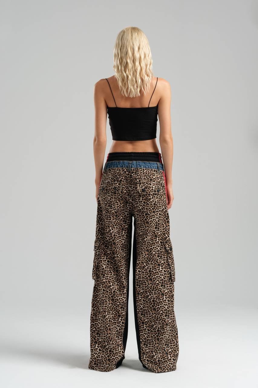 Leopard Print Denim Pants