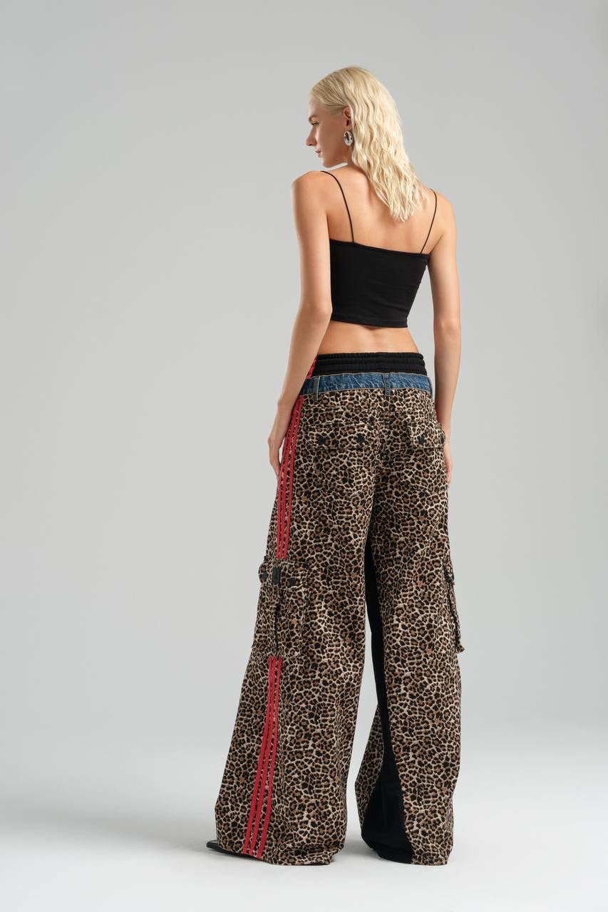 Leopard Print Denim Pants