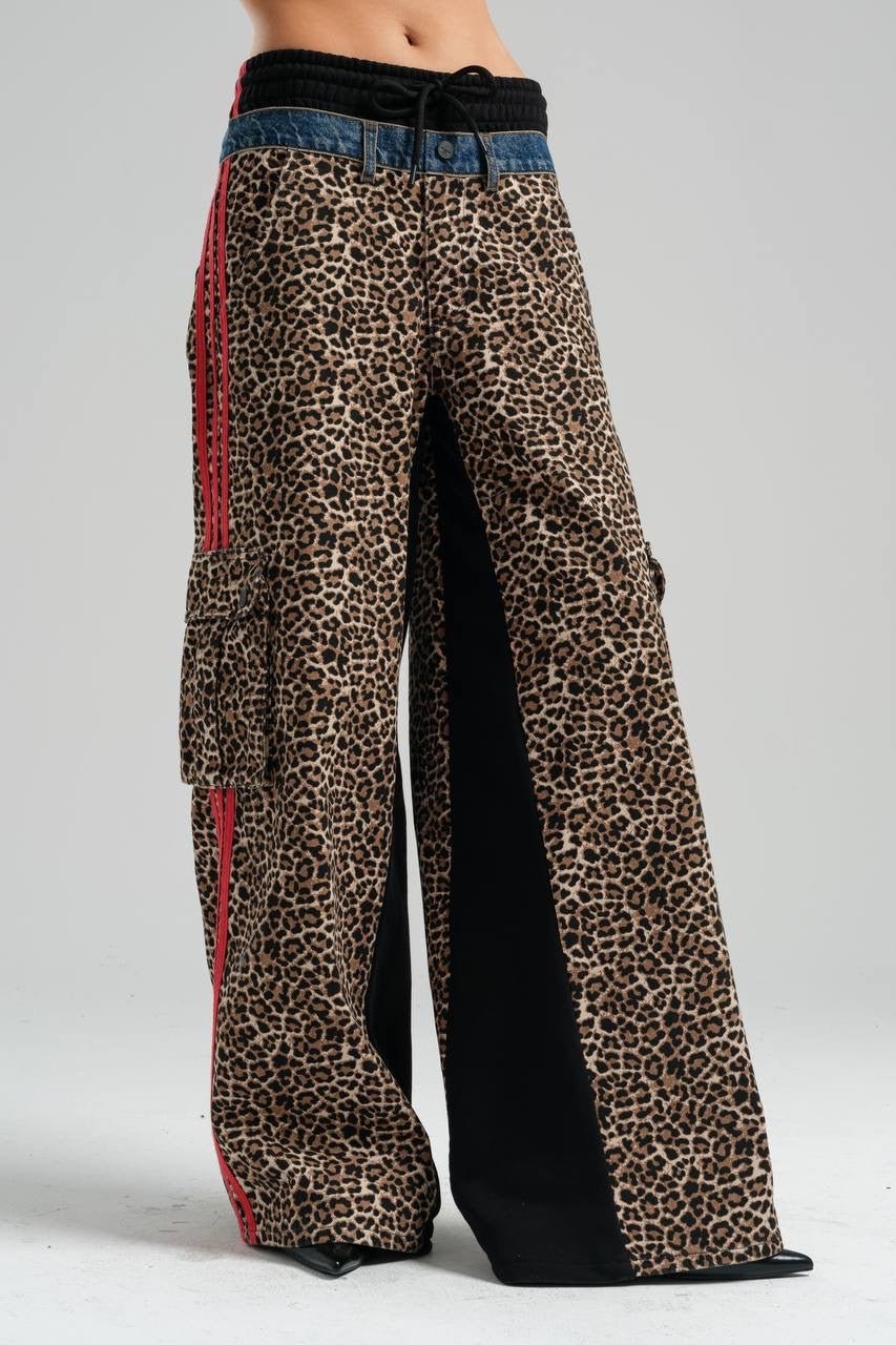 Leopard Print Denim Pants