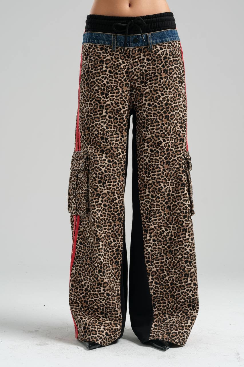 Leopard Print Denim Pants