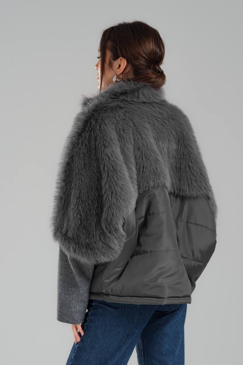 Women’s Gray Faux Fur Jacket