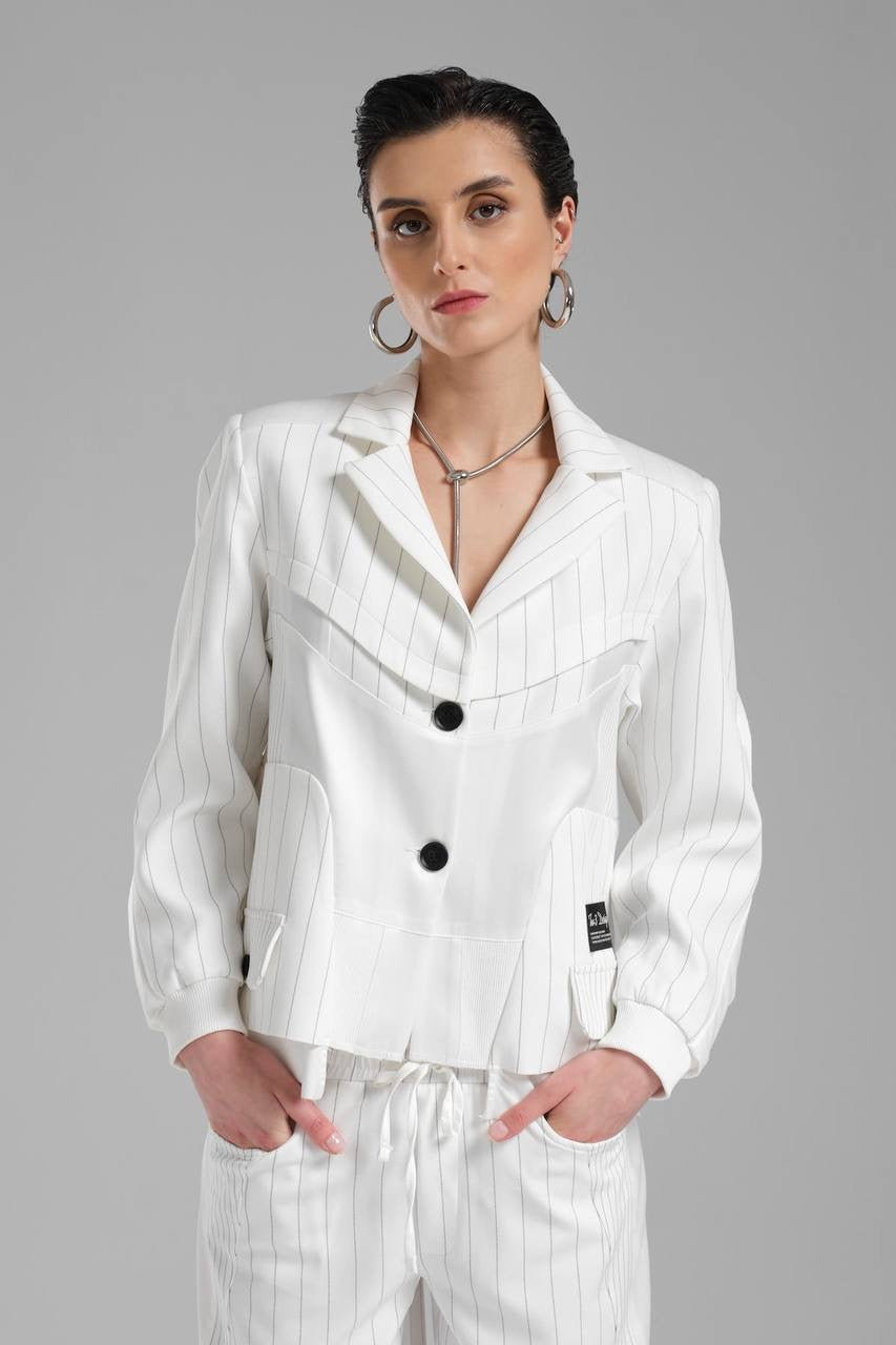 Classic White Set with Black Stripes
