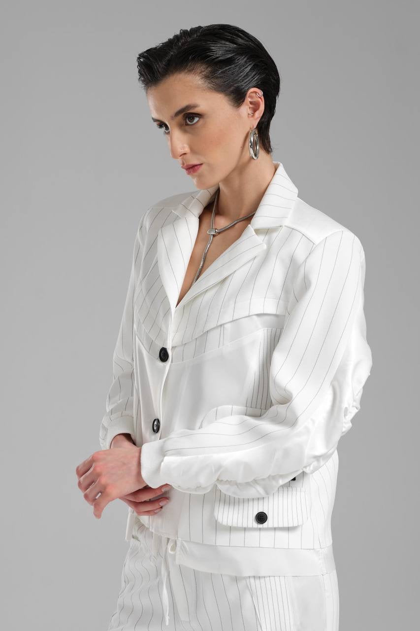 Classic White Set with Black Stripes