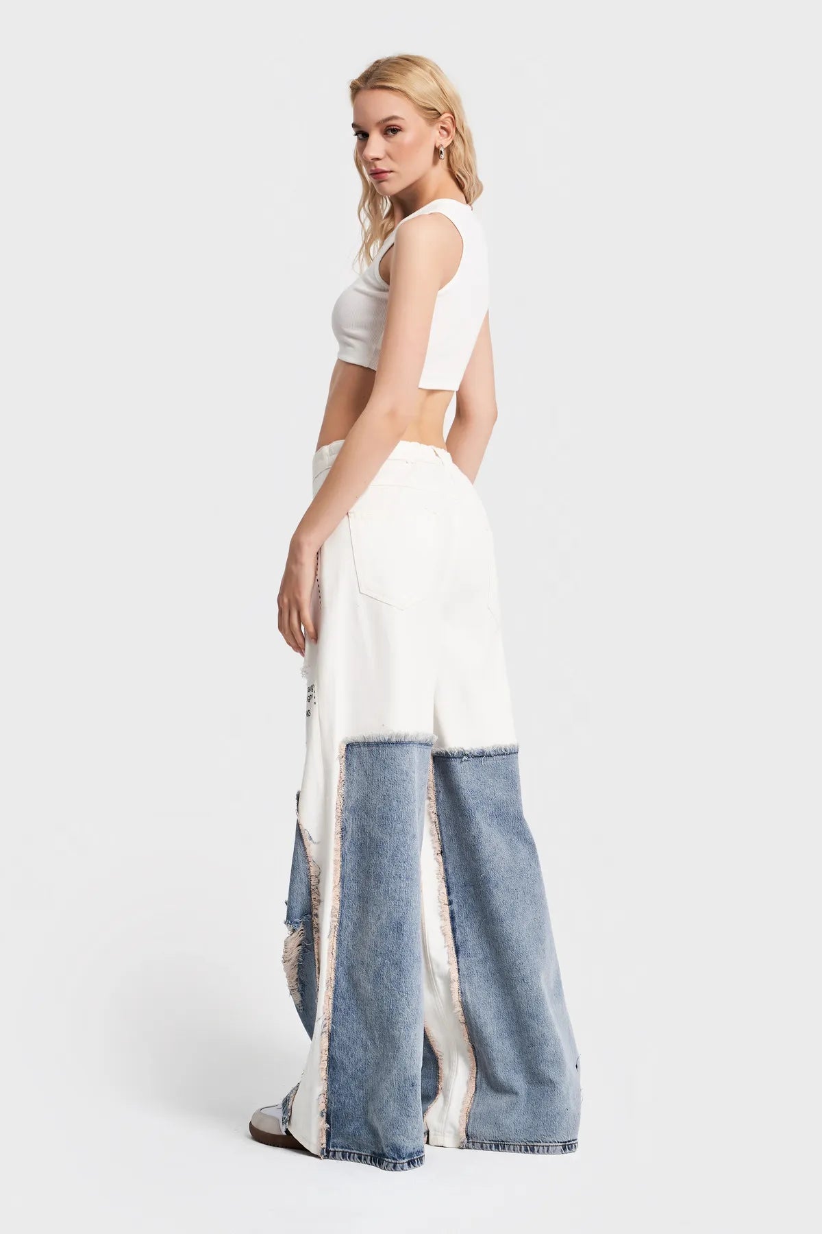 White with Denim Fashion Pants